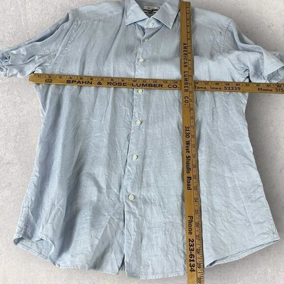 REISS Holiday Slim Fit Linen Button Through Shirt, Light Blue Size, XL NWOT - Picture 4 of 10